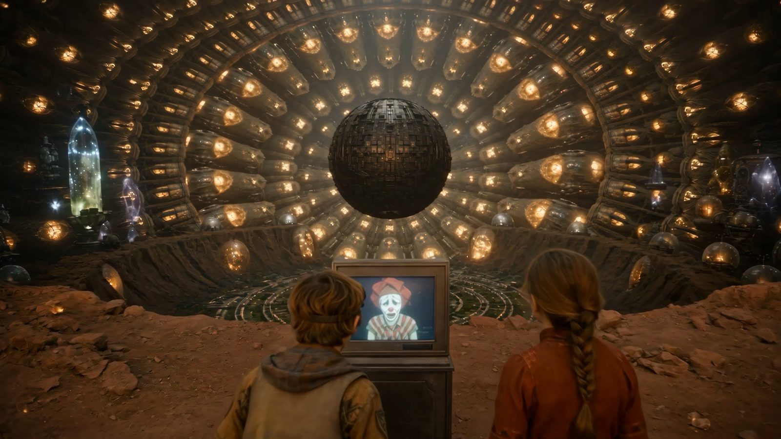 Mr. Jokupēteris — the sad-faced clown on the screen
