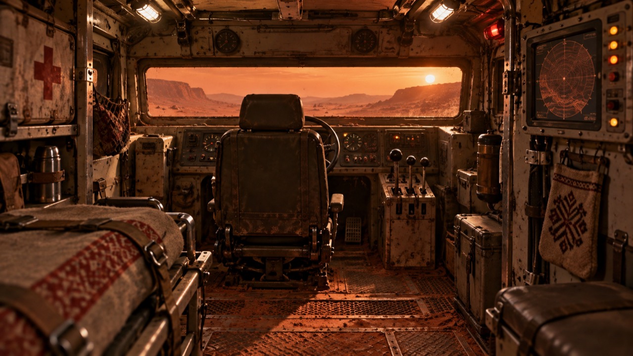 Inside the ambulance tank