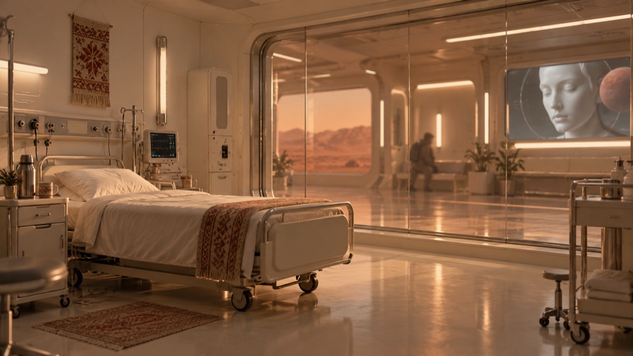 The Ķemerciems hospital behind glass