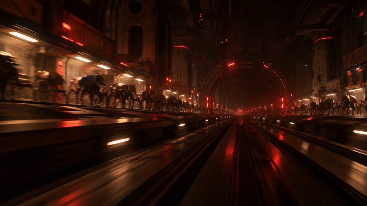 The transit roadway inside the ship